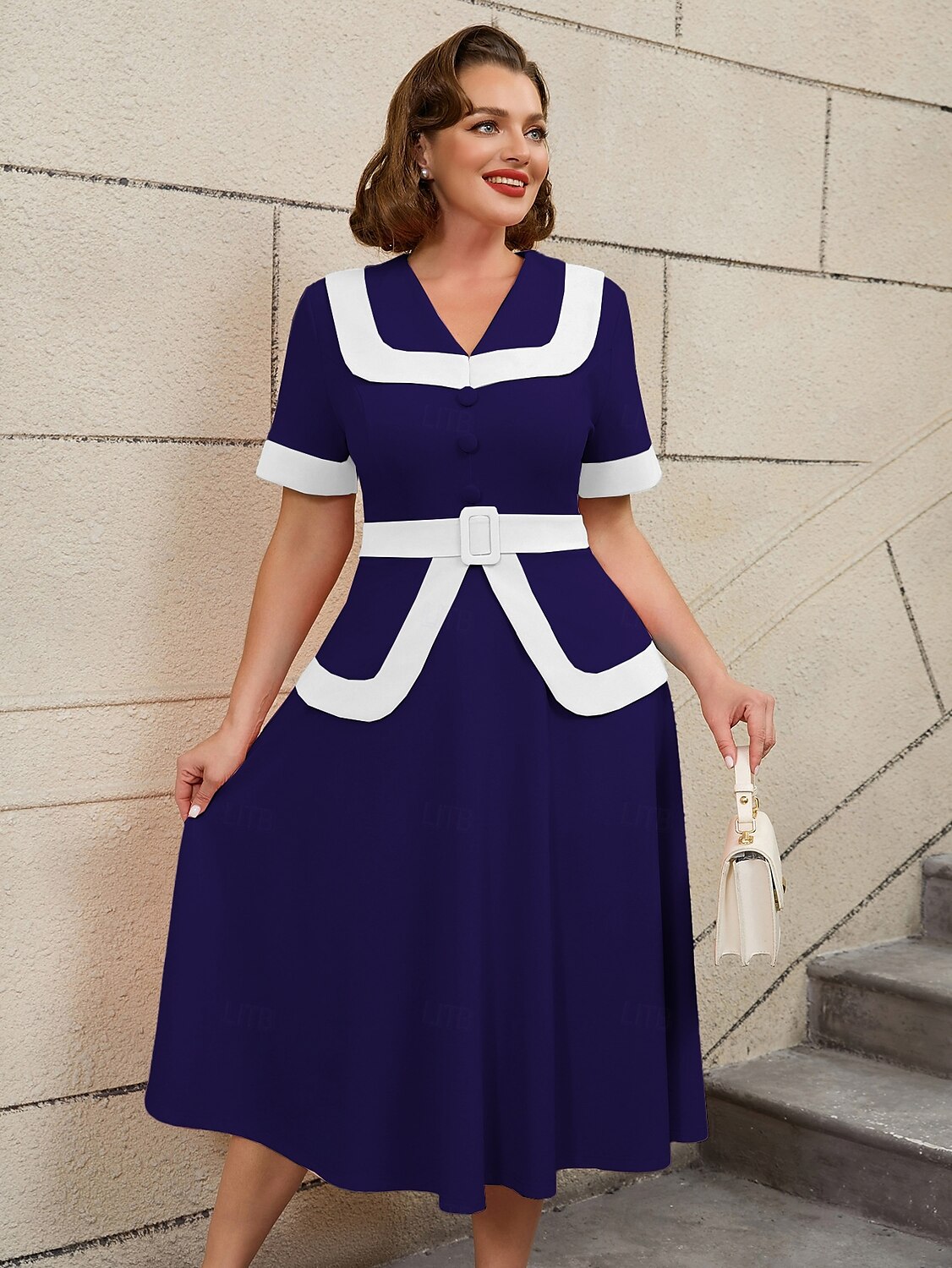Retro Vintage 1950er Rockabilly Midlänge A-Linien-Kleid Ausgestelltes Kleid Übergröße Damen Urlaub Heimkehr Party & Abend Erwachsene Kleid Frühling & Sommer 2025 - $47.99 –P13