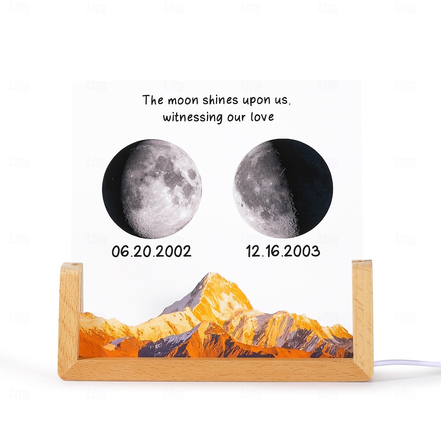 1 luce notturna in acrilico personalizzata che può essere personalizzata in base a una data specifica per mostrare la fase lunare con opzioni per personalizzare testo e data. Questo la rende un regalo del 2025 a $60.99 –P5