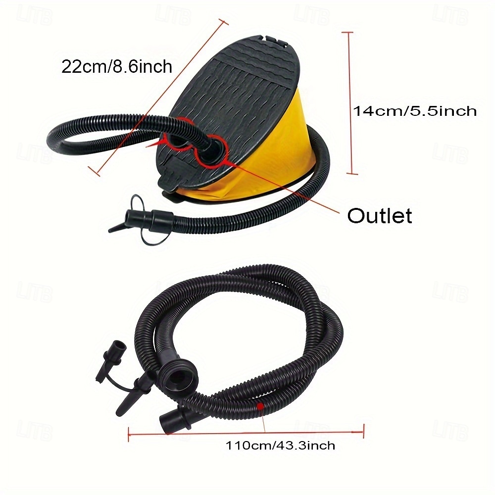 Bomba de pie portátil para inflables: bomba de aire compacta de plástico ABS para pelotas de playa y anillos de natación. &globos negros 2025 - $15.49 –P2