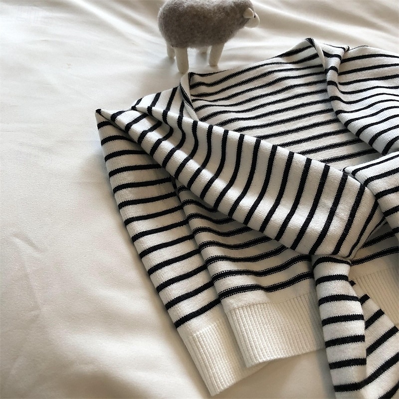 Dame Skjerf for kvinner Gate Daglig Stevnemøte Svart Hvit Brun Skjerf Stripe 2025 - $19.49 –P6