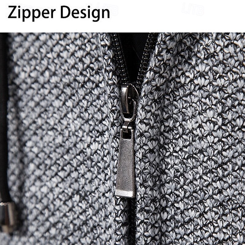 Hombre Chaqueta de Punto Suéter recortado Jersey con cremallera Suéter de punto Estriado Tejer Tops regulares Bolsillo Vellón Plano Con Capucha Moda Clásico Vacaciones Ropa Cotidiana Ropa Otoño 2025 - $21.99 –P13