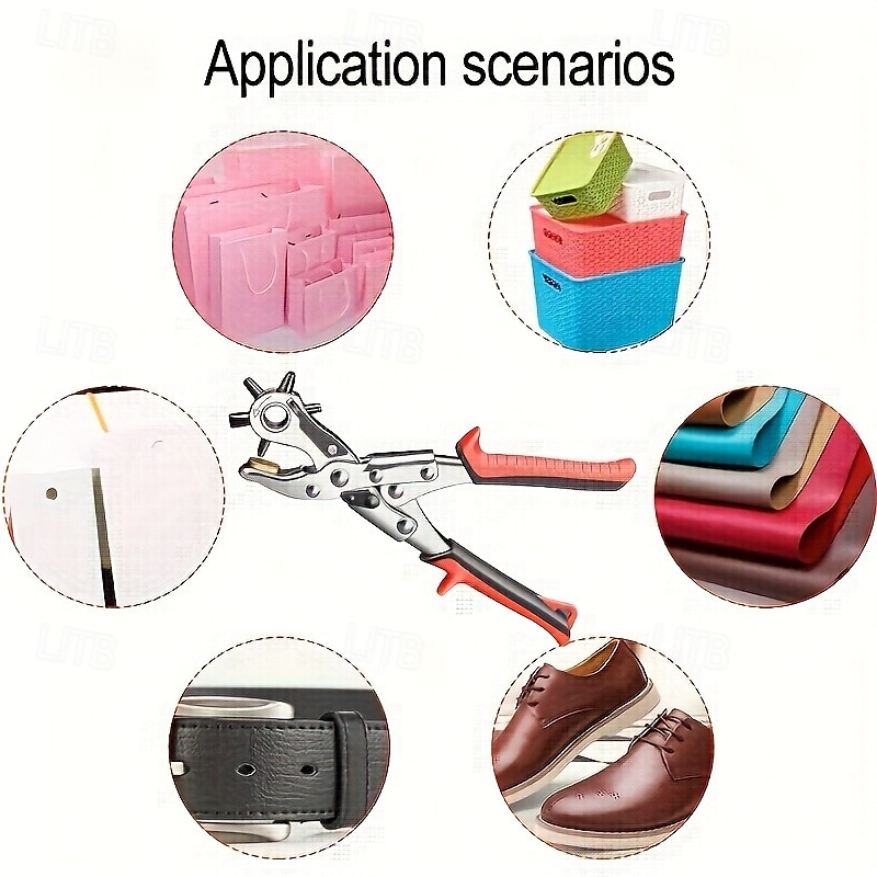 1pc Heavy-Duty Faux Leather Belt Hole Punch Pliers  Rotary Steel Hand Tool with Red Rubberized Grip for Belts Sewing Projects & Crafting  Perfect Gift for DIY Enthusiasts Faux Leather Hole Punch 2025 - $21.99 –P4