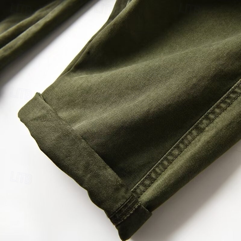 Homens Calças Cargo Calças Cintura elástica Com Cordão Bolso multi Tecido Vestível Ao ar livre Diário Acampar e Caminhar Moda Clássico Verde Cáqui de 2025 por $28.99 –P12