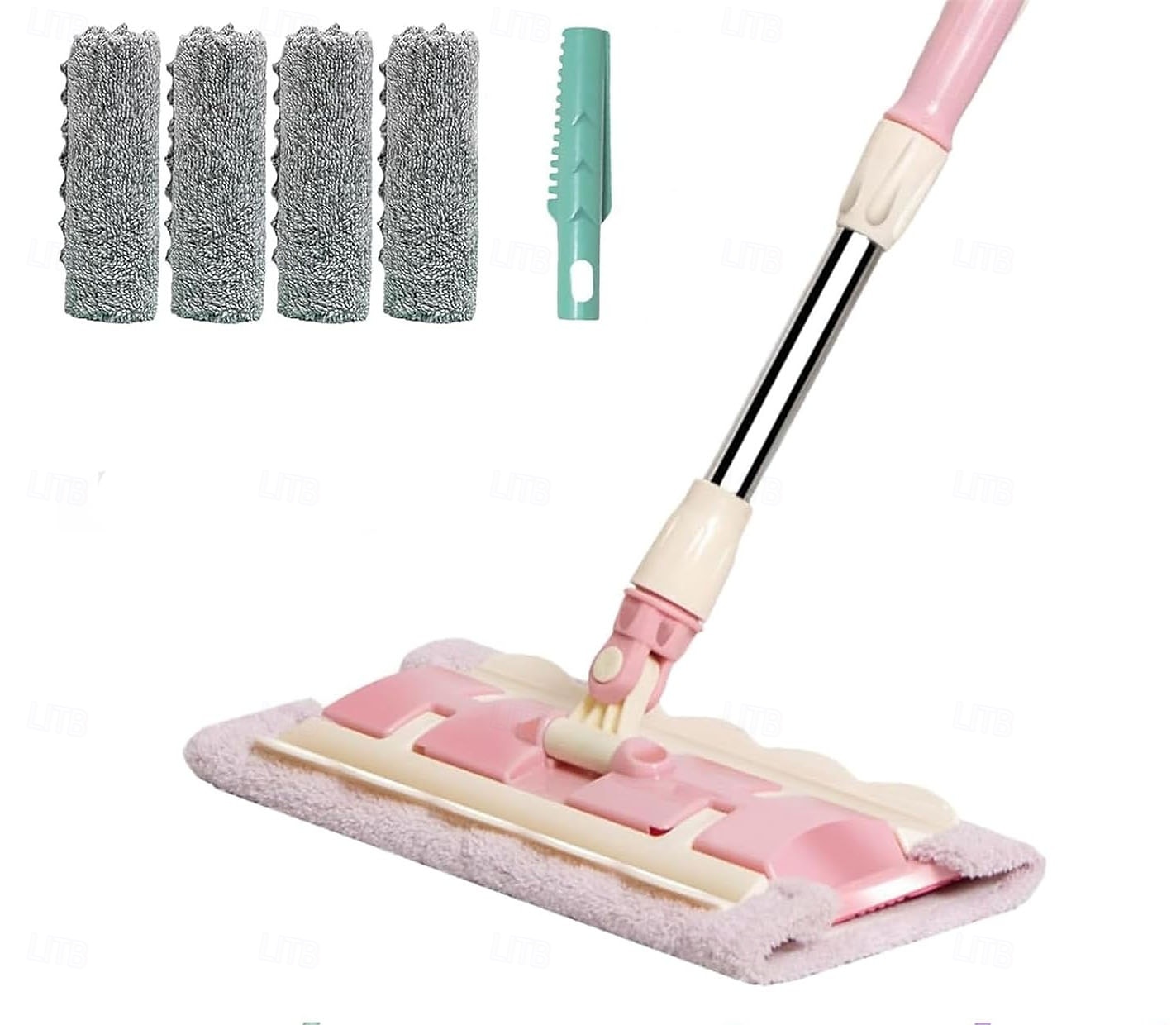 Queens Finders, mocio in microfibra girevole a 360 gradi, mocio piatto regolabile con manico in acciaio inossidabile e 4 panni lavabili riutilizzabili per la pulizia della casa del 2025 a $23.99 –P5
