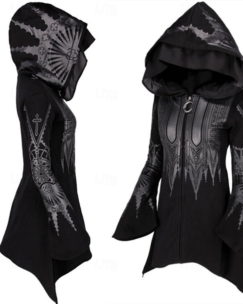 Per donna Giacca con Cappuccio Caldo Confortevole Cerniera Orlo irregolare Moda Fiore Streetwear Uscire Cerniera Lungo Con Cappuccio Vestibilità regolare Manica Lunga Capispalla Nero Autunno Inverno del 2025 a $25.99 –P1