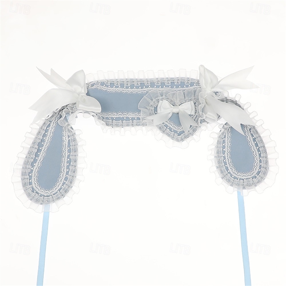 Graziosa fascia per capelli con orecchie da coniglio in stile lolita – orecchie da coniglio con fiocco, fascia per capelli in stile lolita per cosplay, feste e accessori moda del 2025 a $30.99 –P5