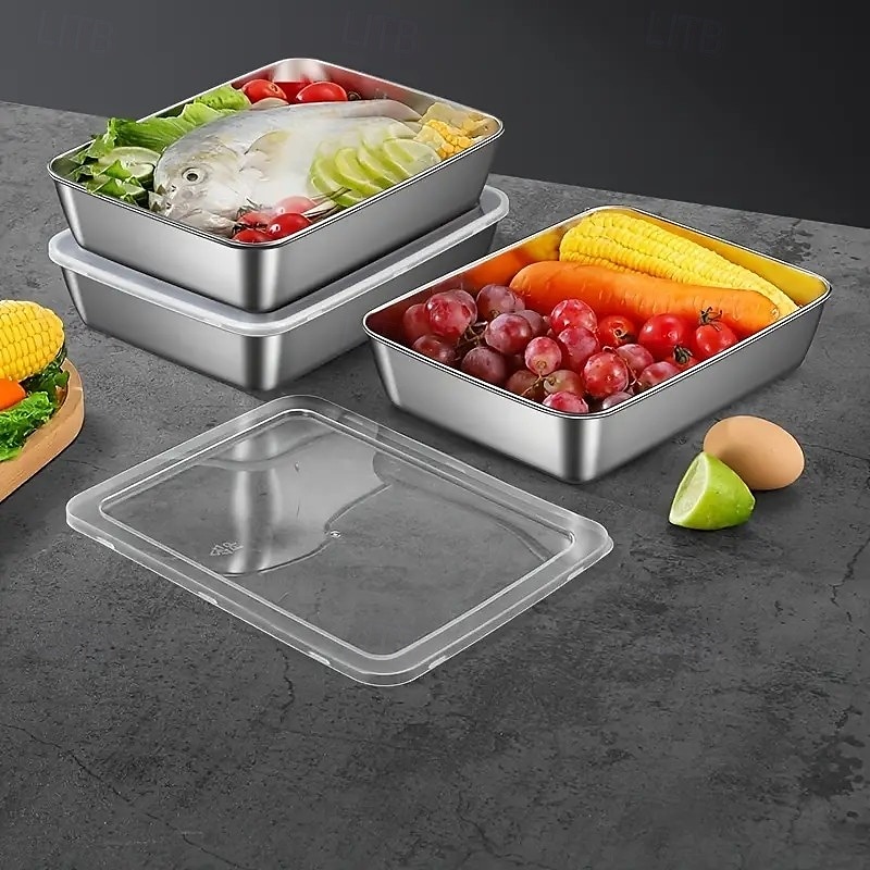 5-Piece Stainless Steel Food Storage Containers with Airtight Lids, Stackable Kitchen Organizer Set for Salad, Fruit, and Meal Prep, Refrigerator Safe, Freezer Friendly, Multipurpose Fresh-Keeping Bowls 2025 - $19.99 –P7