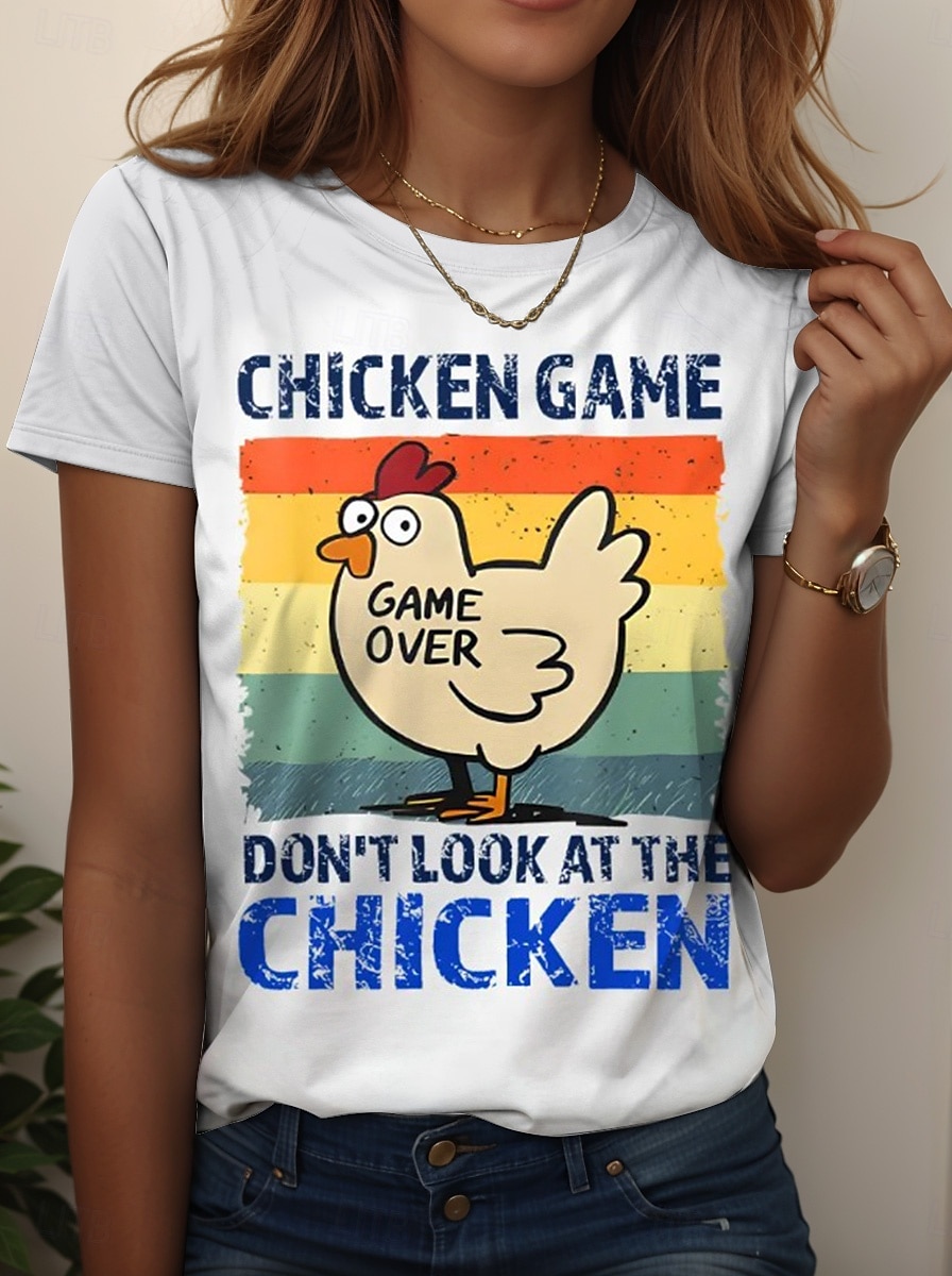 ziua Recunoștinței Pentru femei Tricou Grafic Animal Cocoș Epocă Stilat Clasic Manșon scurt Stil Nautic Rotund Topuri obișnuite Zilnic Sfârșit de săptămână Imprimeu Negru Alb Roz Îmbujorat Albastru 2025 - $19.99 –P6