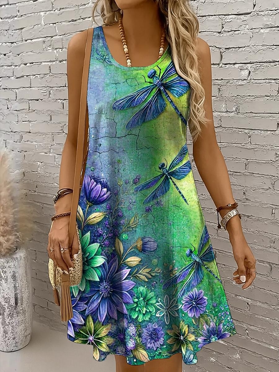 Halloween Femmes Mini Robe Robe d'Été Robe trapèze Robe à épaules dénudées Vacances Occasionnel Fête Plage Coupe régulière Fleuri Graphique Animal Sans manches Col ras du cou Col Rond Jaune Rouge de 2025 ? $23.99 –P7