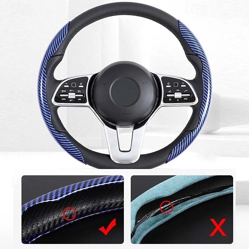 Funda antideslizante de silicona y fibra de carbono para volante de coche, ajuste universal, elegante, antideslizante, con agarre suave, para la decoración interior del coche y un cómodo accesorio de conducción. 2026 - $19.99 –P17