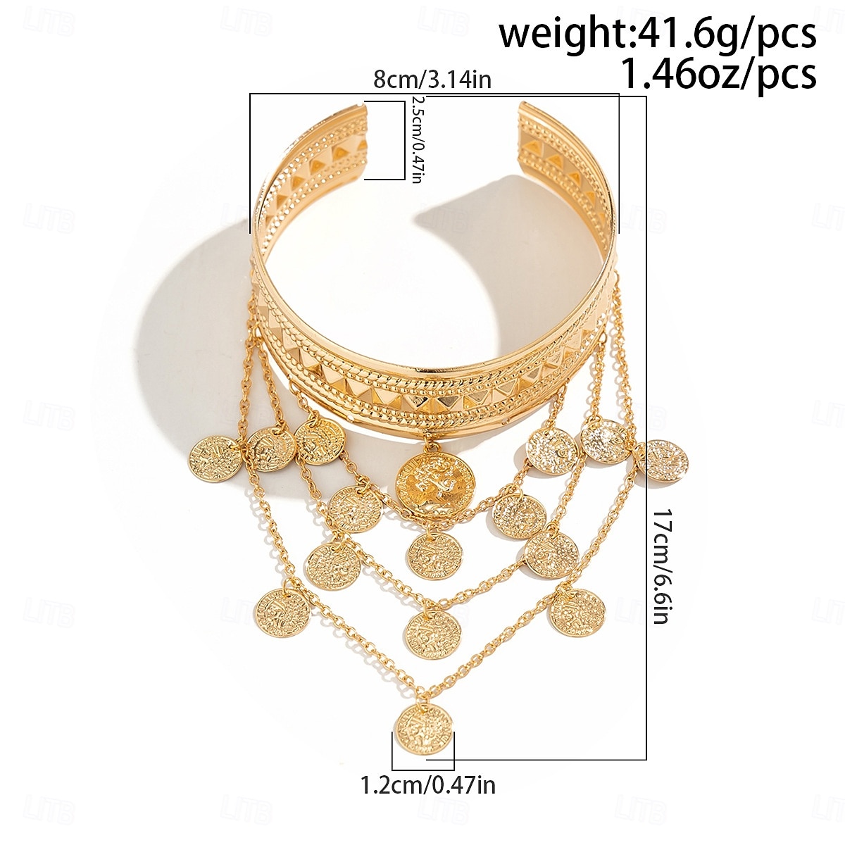 Bracciale da donna a strati in oro con ciondoli a forma di foglia - gioiello boho per feste e festival del 2025 a $11.99 –P7