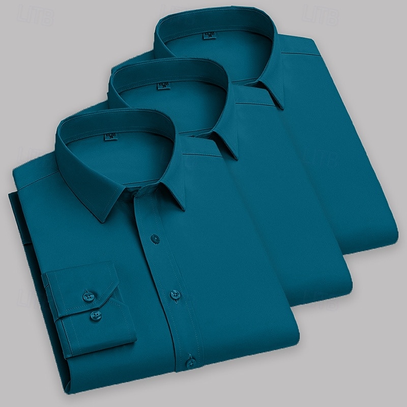 Herren Hemd Kleidhemd Knopfhemd Smokinghemden Einfarbig Büro & Karriere Alltagskleidung Hellblau Schwarz Weiß Grün Langarm Hemdkragen Ganzjahres Bekleidung Mehrfachpackung 2026 - $42.99 –P4