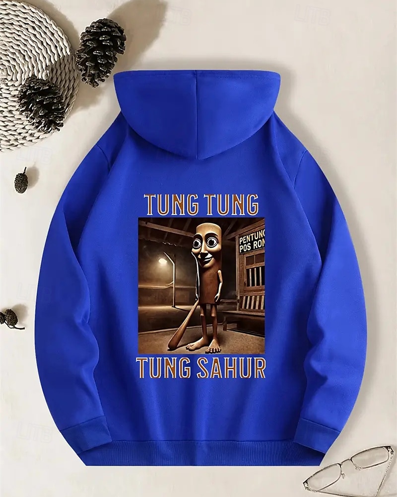 Pojkars avslappnad långärmad huvtröja med tung tung tung sahur-tryck vår höst mode streetwear barn 4-12 år huva utomhus daglig normal passform 2025 - $18.99 –P4
