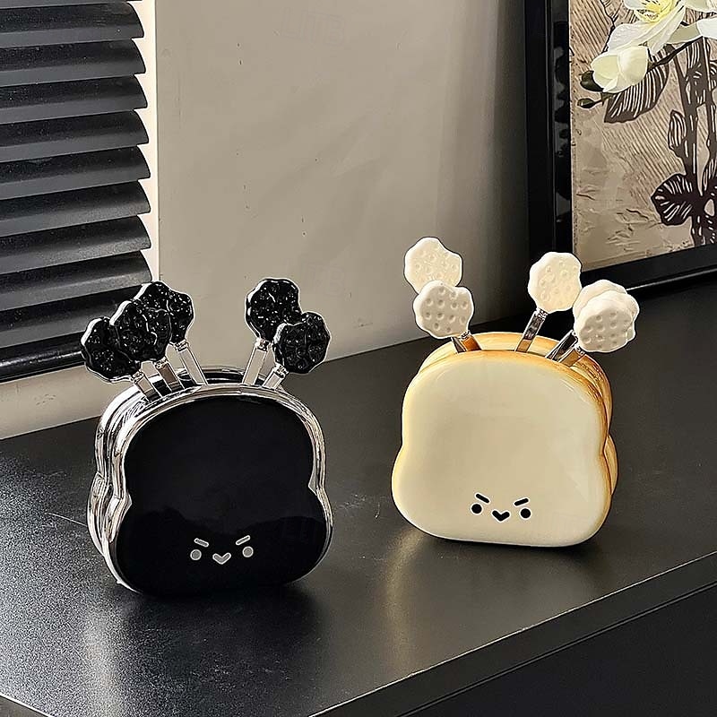 Bread-Shaped Fruit Fork Set with Jar, Cute Afternoon Tea and Café Tableware, Perfect for Fruits and Snacks 2025 - $32.99 –P1