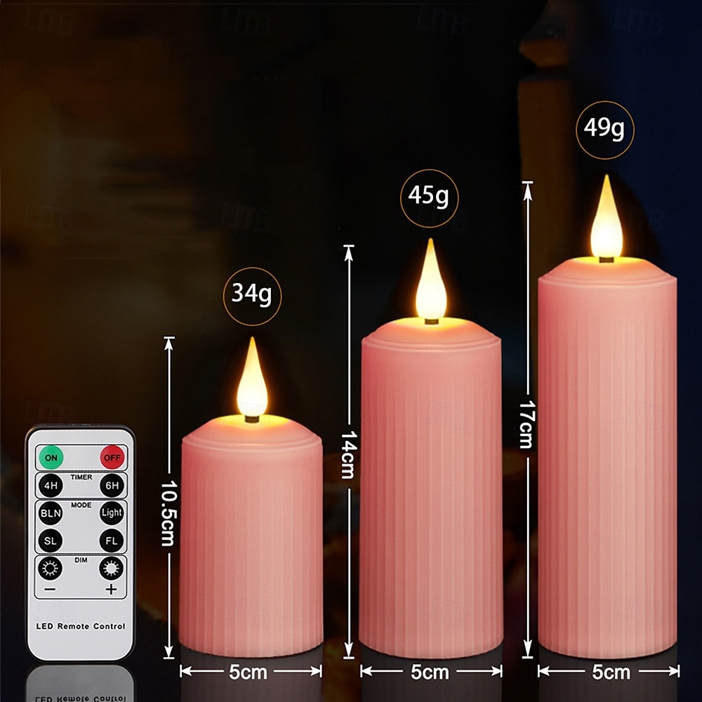 3/4/6/9 Stück Halloween Weihnachten zylindrisches Laden elektronisches Kerzenlicht Fernbedienung Timing Innen- und Außenbereich Hof Hochzeit Party Atmosphäre Dekoration hellviolett rosa 2025 - $24.99 –P4