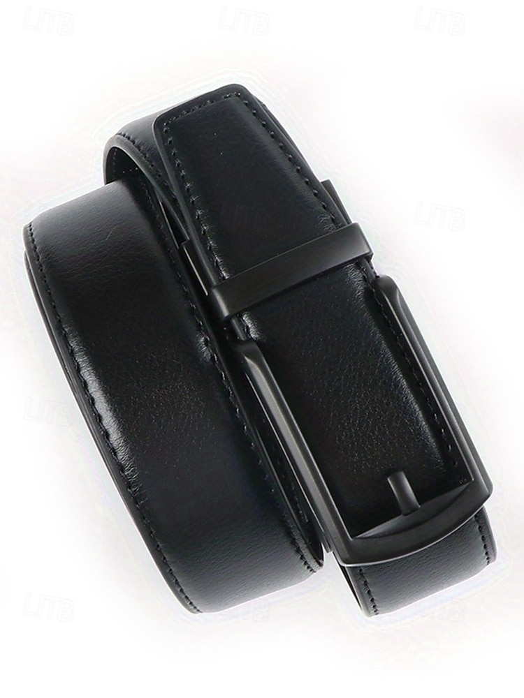 Ceinture en cuir véritable pour homme avec boucle à cliquet automatique – Ceinture classique ajustable pour le travail, le bureau et le quotidien de 2025 ? $14.99 –P5