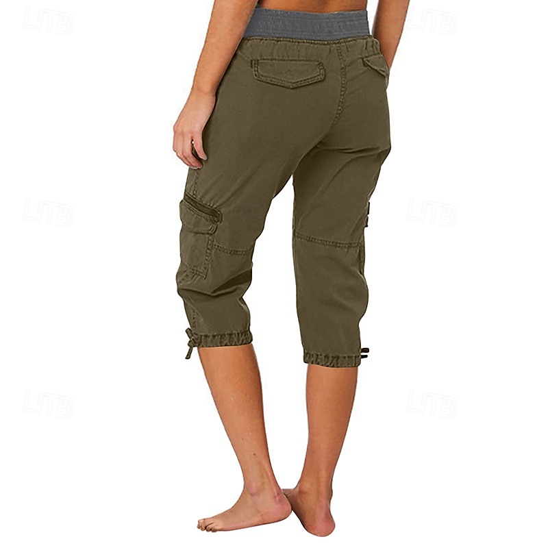 Femmes Pantalons Cargo Pantalons de randonnée Extérieur Coupe régulière Respirant Bas Avec Poches Noir Vert Véronèse Coton Camping / Randonnée Course S M L XL XXL de 2025 ? $22.99 –P10