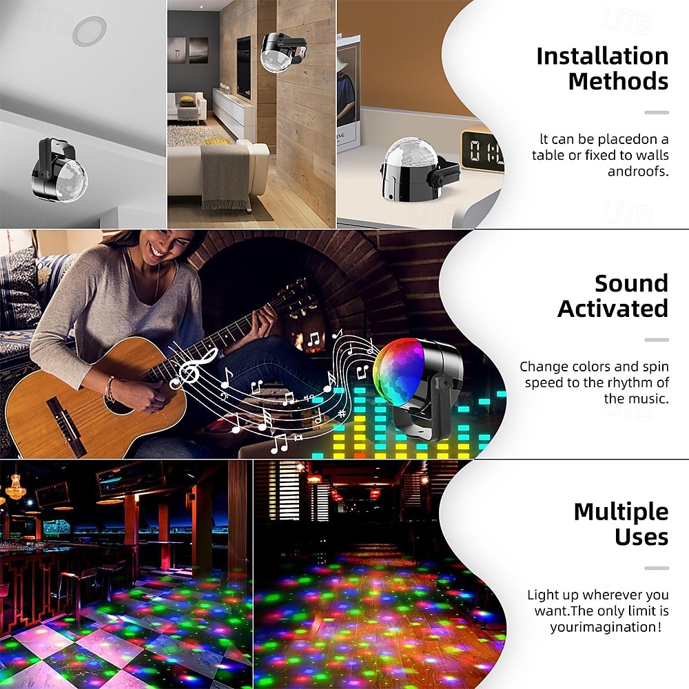 Disco Ball Light with Dynamic LED Stage & Strobe Lights - Sound Activated Party Lighting for DJ Club Bar Weddings Birthdays Halloween Christmas DJ Stage Light with Remote Control 2026 - $52.99 –P6