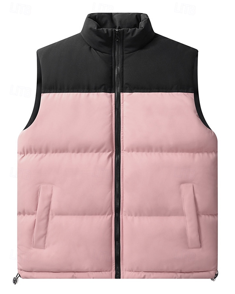 Herren Fleeceweste Ärmellos Weste Außen Thermowarm Winter Vollreißverschluss Polyester Patchwork Schwarz Weiß Rosa Jagd Angeln Klettern 2025 - $31.99 –P6