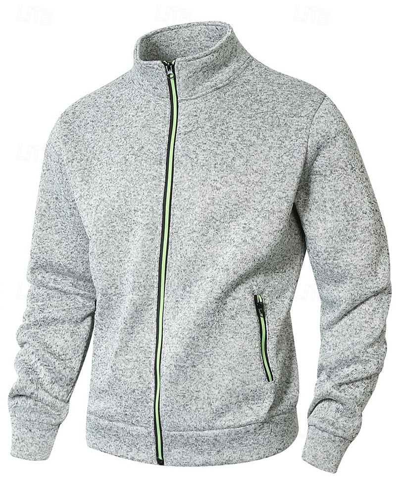 Pánské Mikina Celorozepínací mikina Černá Armádní zelená Námořnická modř Světle šedá Tmavě šedá Stojáček Bez vzoru Kapsy Sporty a outdoor Denní Dovolená Polyester Šik ven Základní Na běžné nošení 2025 - $27.99 –P1