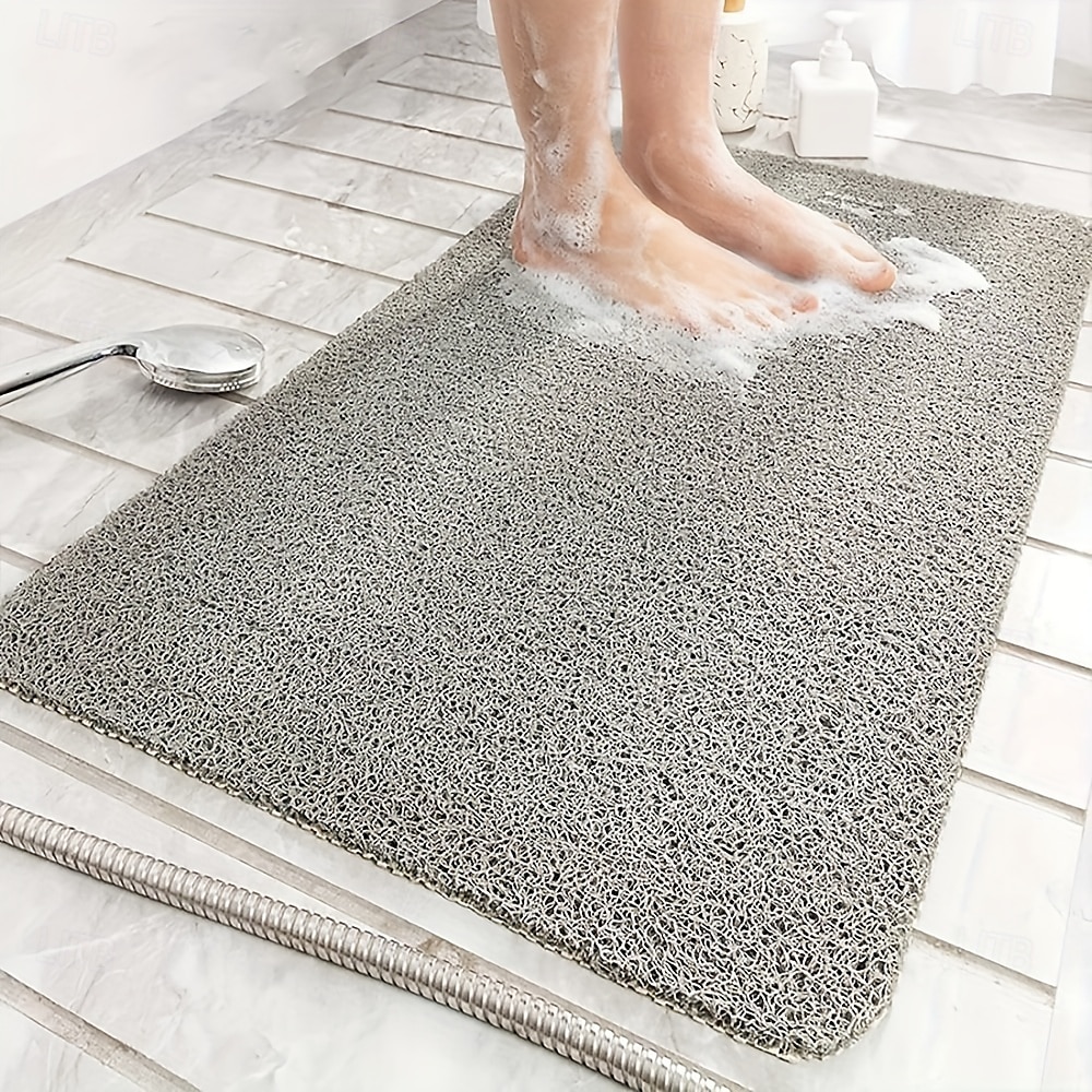 duschmatta för inomhusdusch, luffabadmatta halkfri, mögelfri, antibakteriell, mjuk PVC-badkarsmatta för våta duschområden i badrummet 2025 - $21.99 –P6