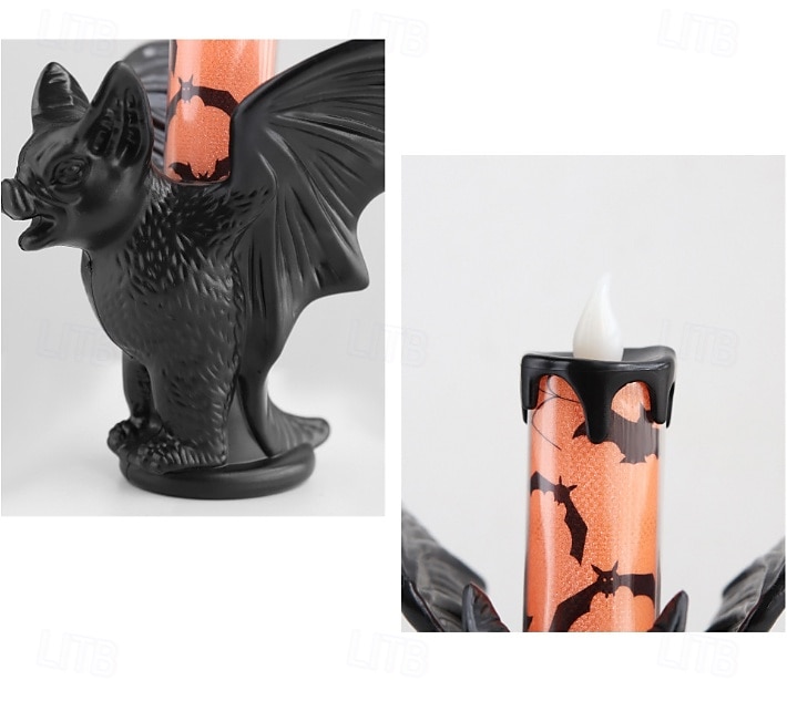 1 stk halloween flaggermus glødende led elektronisk stearinlys simulering stearinlysholder dekorasjonslys innendørs og utendørs feststemning dekorasjonslys lilla oransje 2025 - $6.49 –P13