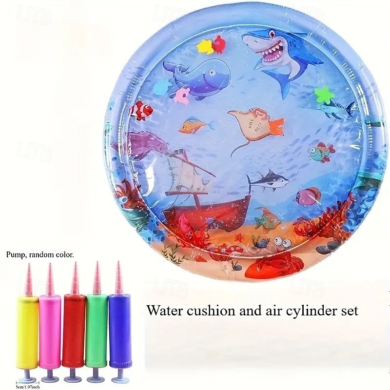 25,6 inch verkoelende huisdierenmat, watermat met oceaanthema voor huisdieren, verkoelend interactief speelgoed met drijvend visontwerp, cartoon-maritieme patronen voor katten &kleine tot grote 2025 - $13.99 –P7