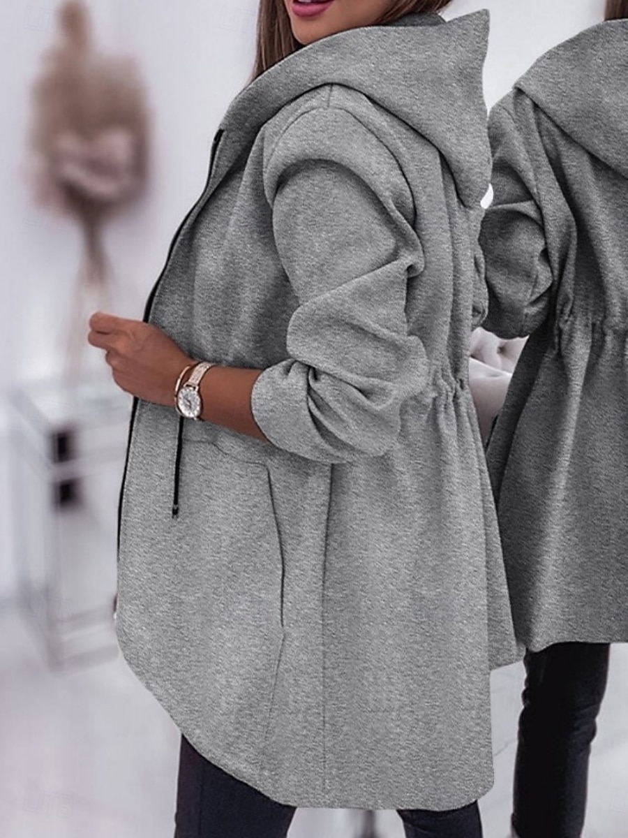 Dam Hoodiejacka Bekväm Andningsfunktion Dragkedja Ficka Mode Ledigt Slät Semester Gata Ledigt Dagliga kläder Dragkedja Normal Huva Normal Långärmad Ytterkläder Svart Armégrön Beige Vår Höst 2025 - $35.99 –P8
