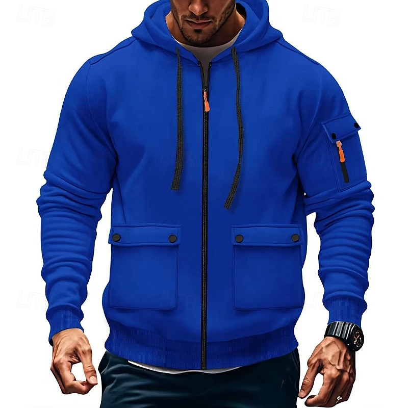 Per uomo Felpa con cappuccio Felpa con cappuccio in pile Felpa con cappuccio tattica Nero Bianco Vino Verde militare Rosso Con Cappuccio Semplice Tasca Sport & Outdoor Casuale Quotidiano Streetwear del 2025 a $27.99 –P7