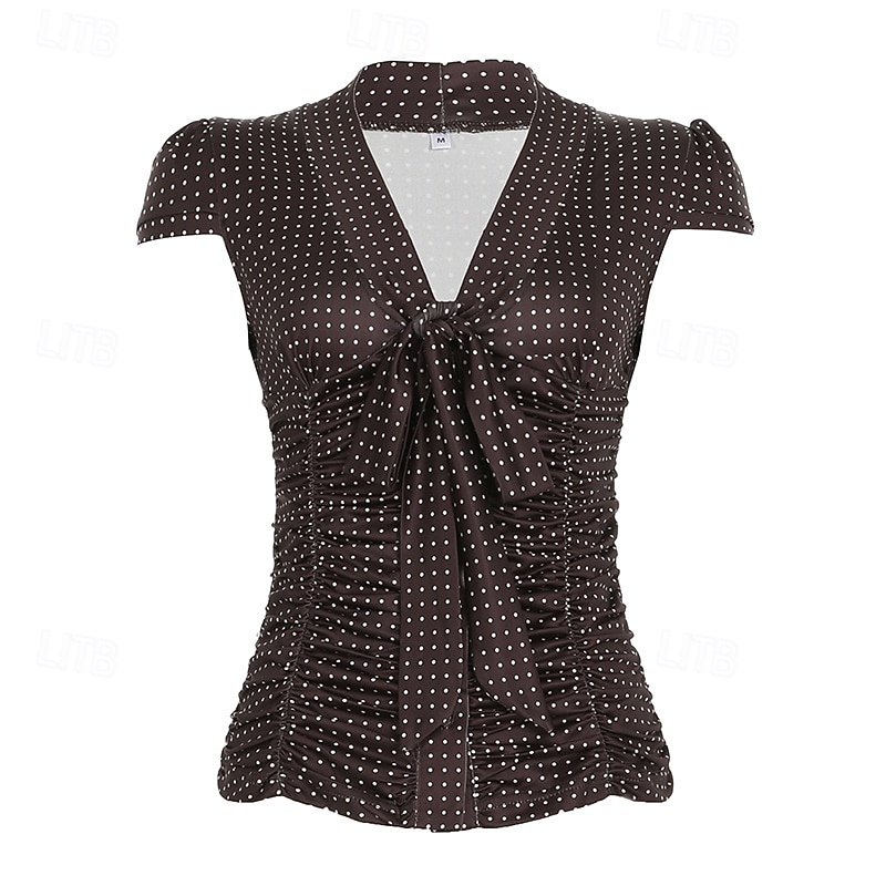 Retró 1950-es Rockabilly Blúz / Ing Pöttyös Jelmez Női Vakáció Alkalmi / Napi Felnőttek Blúz Tavaszi nyár 2025 - $27.99 –P1