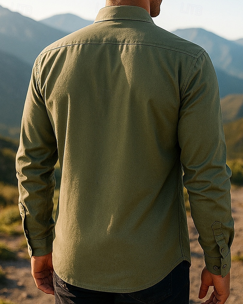Pánské košile s kapsami Dlouhý rukáv Přehnutý Vrchní část oděvu Venkovní Yumuşak Prodyšné Polyester Černá Zelená Khaki Tenis Golf Běh 2025 - $25.99 –P2