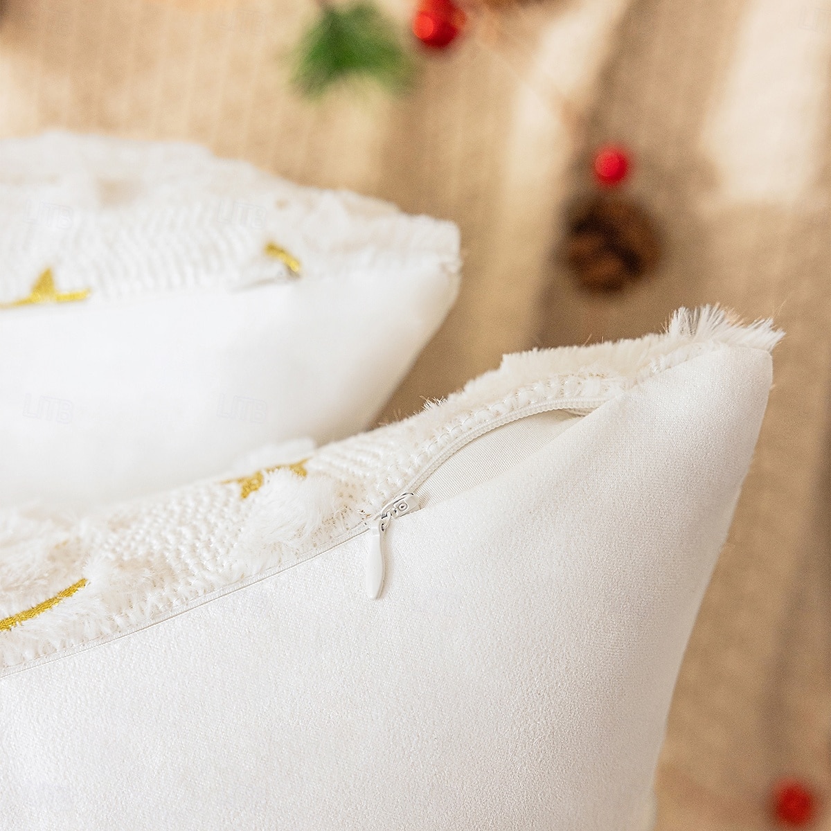 1 housse de coussin de Noël, style bohème décontracté, fermeture éclair carrée, classique et traditionnel de 2025 ? $15.99 –P6