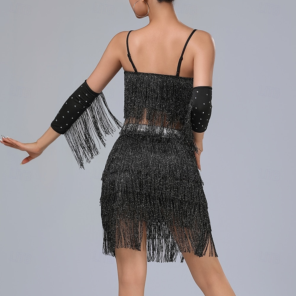 Latin Dance Skirts Tassel Pure Color Splicing Women's Performance Training Sleeveless High Polyester 2025 - $47.99 –P3