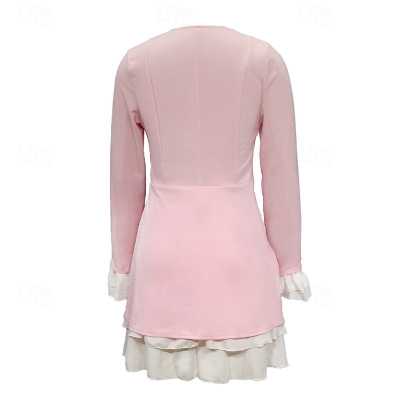 Női Mini ruha Blézer ruha Peplum ruhák Divat Modern Szabadtéri Vakáció Szabadság Normál Színes Hosszú ujj V-alakú Fekete Arcpír rózsaszín Ősz 2025 - $26.99 –P6