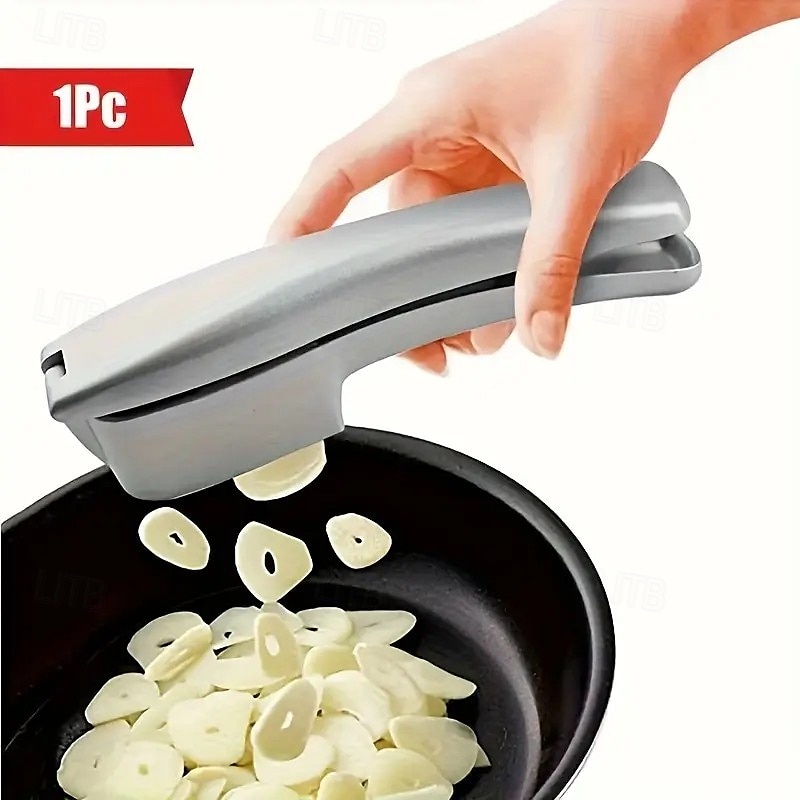 2-in-1 knoflooksnijder en -stamper, multifunctionele knoflookpers met reinigingsborstel, keukenhulp van aluminiumlegering voor eenvoudige knoflookbereiding 2025 - $18.99 –P2