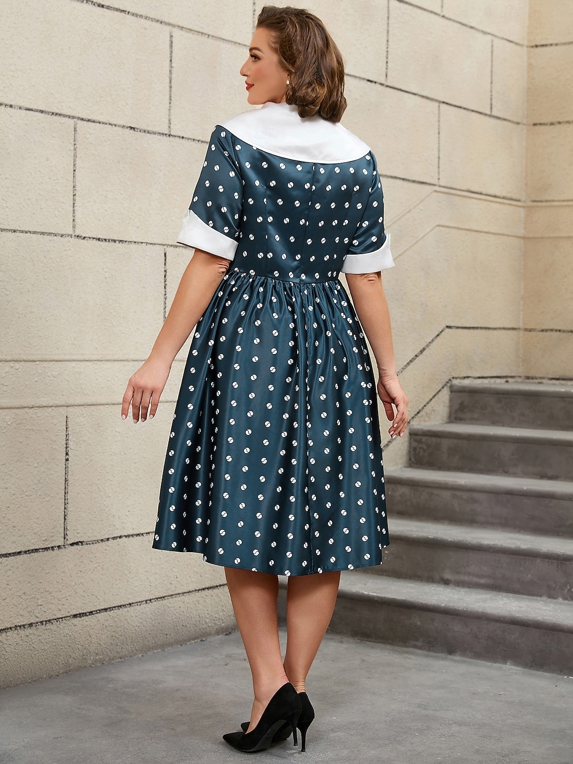 Retro 50. léta Rockabilly Polední A-Line šaty Flare šaty Větší velikosti Puntíky A-Linie Dámské Dovolená Párty a večer Retro tematická párty Dospělí Šaty Jaro léto 2025 - $53.99 –P9