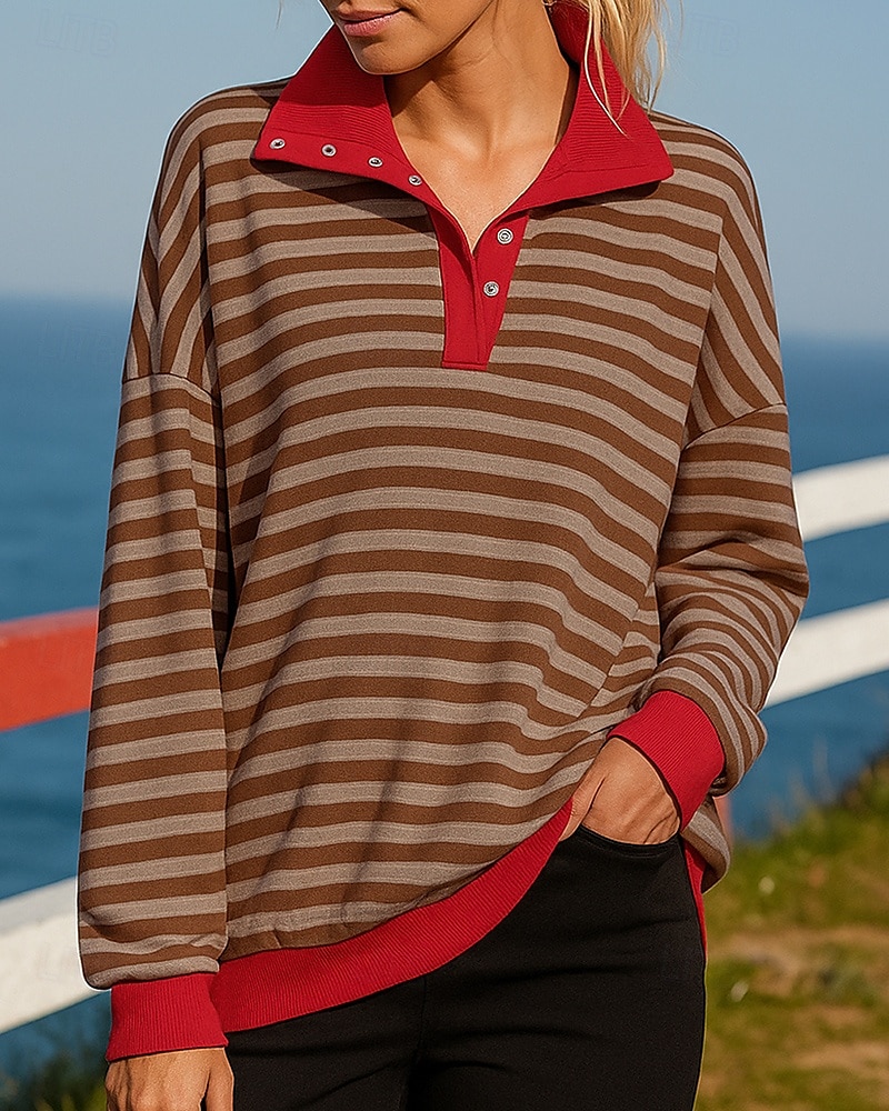 Femmes Sweat-shirt à enfiler Hauts décontractés Couleurs contrastées Mode manche longue Top Athleisure Automne Coupe-vent Randonnée Entraînement Course Tenue de sport Tenues de Sport Rayures Jaune de 2025 ? $17.99 –P6
