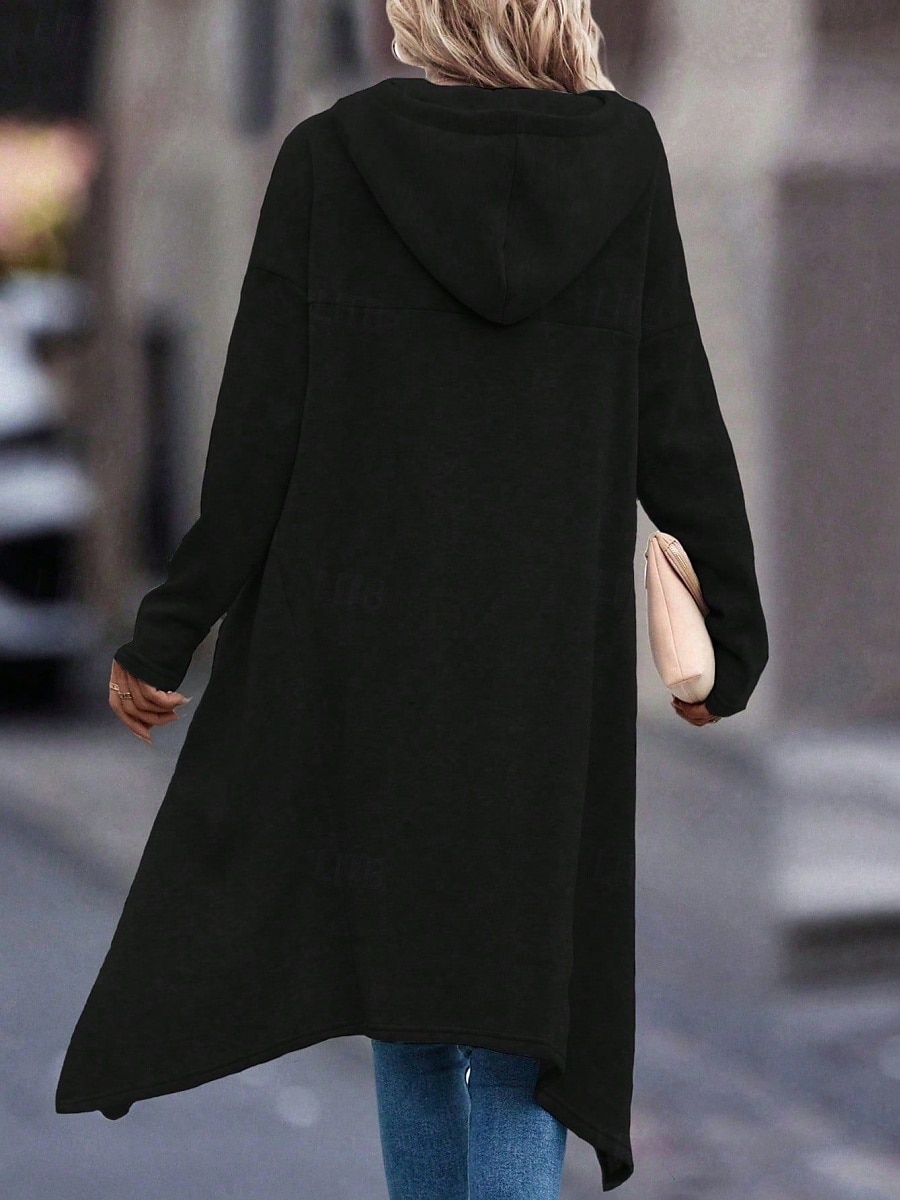 Női Pulóver Hoodie pulóver Sima Alkalmi Hosszú ujj Kapucni Hosszú felsők Utca Hétköznapi Fekete Szürke Ősz Tél 2025 - $31.99 –P4
