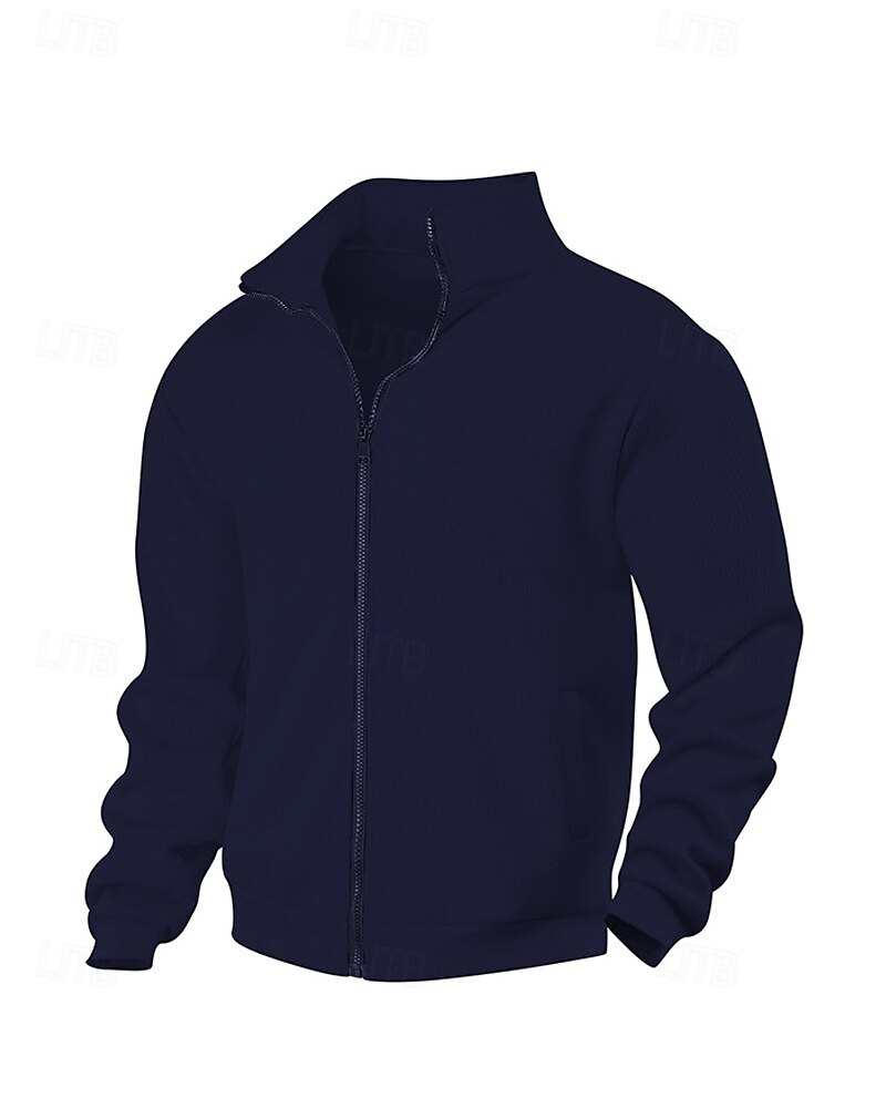 Per uomo Giacca Invernale Giacca in Pile Giacca Casual Vacanza Quotidiano Calore Termico Tasca Pile Autunno Inverno Semplice Moda Streetwear Collo alla coreana Regolare Aalbicocca Nero Blu marino del 2025 a $32.99 –P13