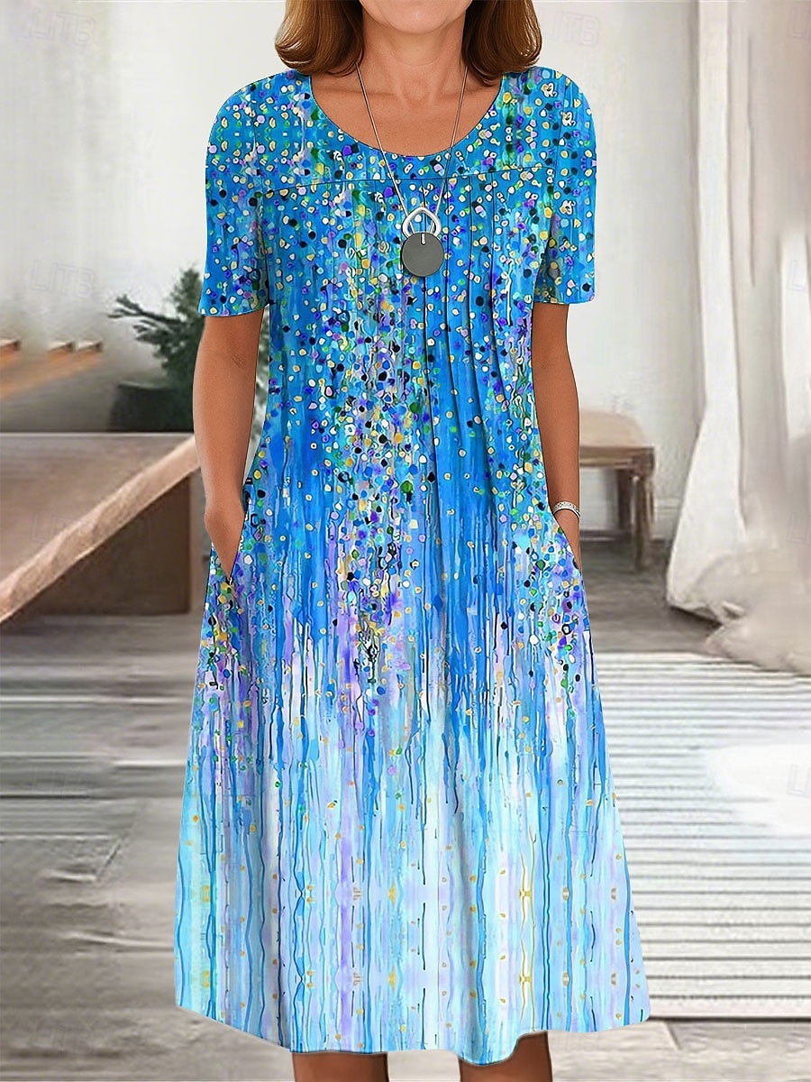 Pentru femei Rochii Midi Rochii Tricou Rochie A line Rochie de vară Vacanță Casual Zilnic Fit regulat Ombre Grafic Manșon scurt Stil Nautic Roșu-aprins Albastru piscină Mov Trifoi Vară Primăvară 2025 - $31.99 –P2