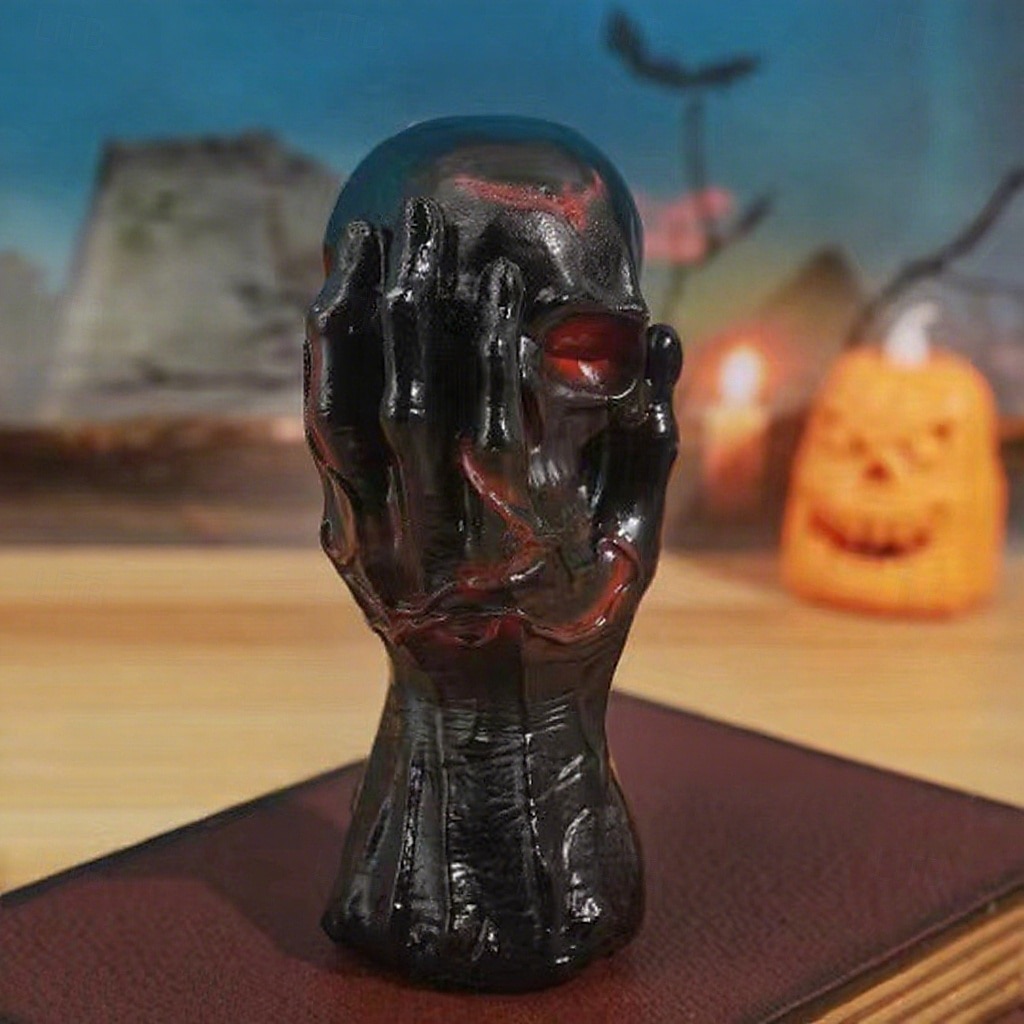 Pryskyřičná socha hlavy lebky, ruční pryskyřičná kostra, řemeslná gotická dekorace, hrozná halloweenská kostra lebky, realistický model lebky z lidských kostí pro strašidelný dům 2025 - $27.99 –P6