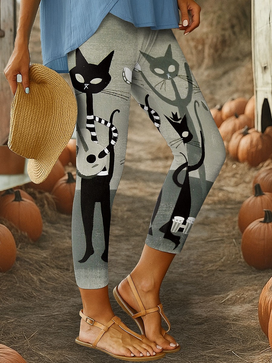 Leggings pour femmes Halloween vacances vintage mode longueur cheville taille haute pantalons impression graphique animal géométrique douce respirante extensible extérieure quotidienne gris vert bleu de 2025 ? $19.99 –P1