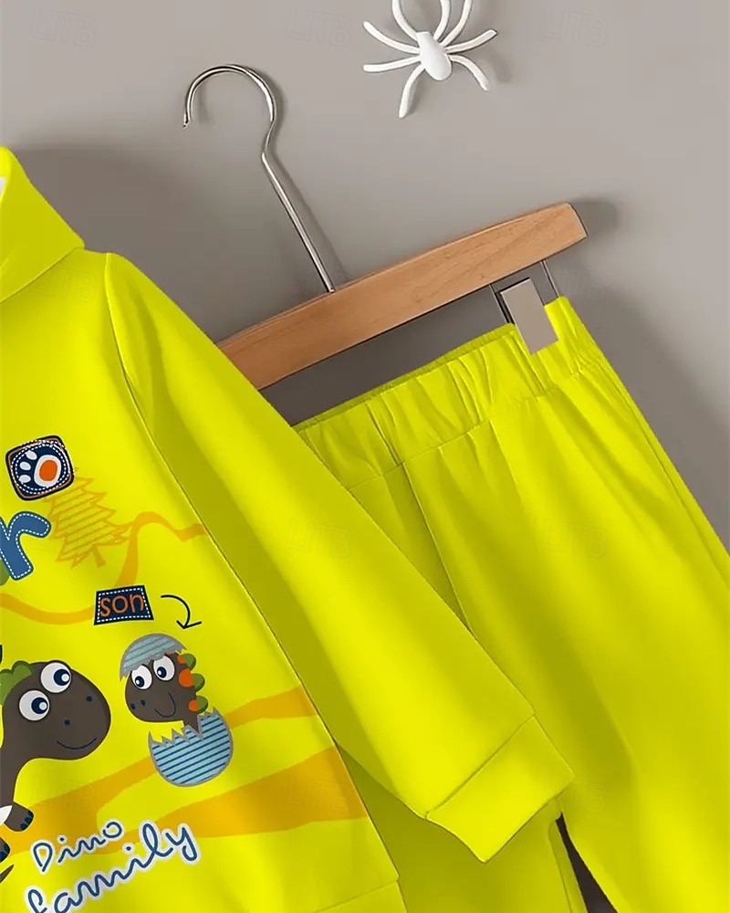 Pojkar 3D Dinosaurie Huvtröja & träningsbyxor Set Sportdräkt Träningsoveraller Långärmad Vår Höst Dagligen Grundläggande Ledigt Barn 4-12 år Huva Utomhus Semester Sport Skräddarsydd passform 2025 - $26.99 –P4