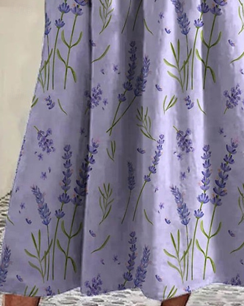 Women's Midi Dress Casual Dress Summer Dress Fashion Modern Daily Beach Weekend Regular Fit Flower Half Sleeve Crew Neck Black Purple Green Spring Fall 2026 - $29.99 –P5