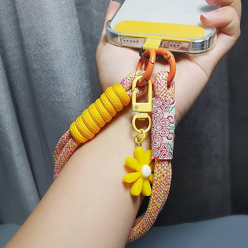 Corde courte imprimée pour téléphone portable, pendentif fleur, corde tissée courte à double usage, corde de suspension robuste pour voyage en plein air pour hommes et femmes de 2025 ? $9.99 –P8