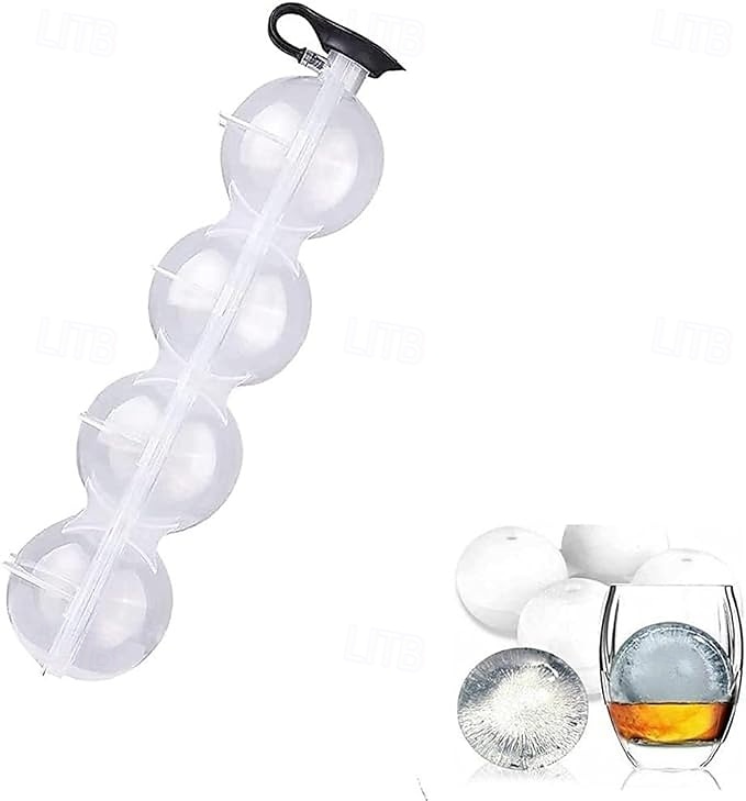 isballform med 4 hull for whisky, rund iskulemaskin, isbrett med fire kubikk, perfekt for å lage store isballer til cocktails og drinker 2025 - $11.99 –P1