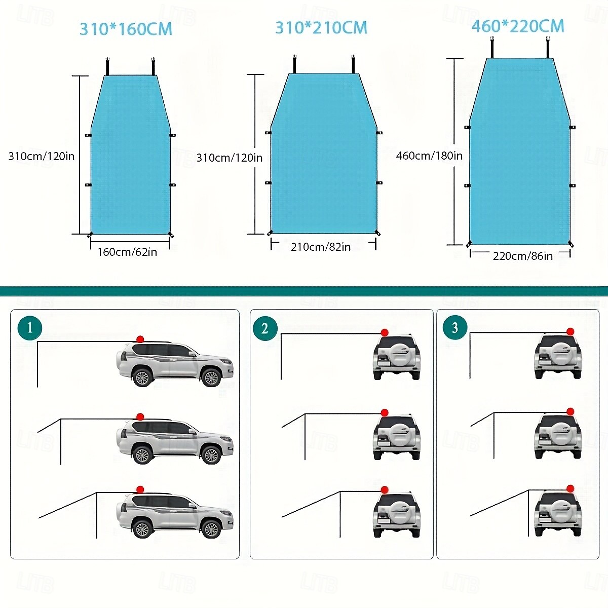 um conjunto de tendas de acampamento ao ar livre com guarda-sóis laterais adequados para SUVs disponíveis em quatro cores com função de proteção UV, perfeitos como presentes de Natal de 2025 por $85.99 –P3