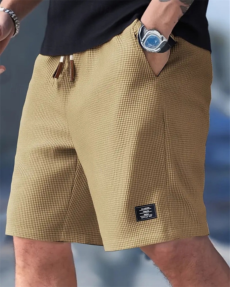 Męskie Szorty waflowe Szorty Letnie szorty Szorty na co dzień Kieszeń Elastyczny pas Ściągana na sznurek Równina Komfort Oddychający Do kolan Na zewnątrz Urlop Sportowy Codzienny Czarny Biały Średnio 2026 - $17.99 –P10