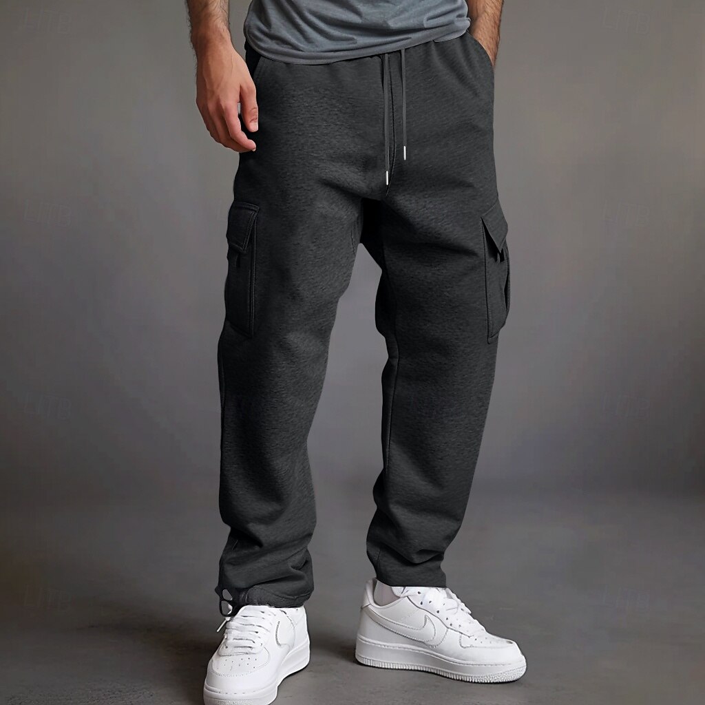 Hombre Pantalones cargo Pantalones de lana Pantalones de Deporte Persona que practica jogging Pantalones Cintura elástica Correa Multi bolsillo Color sólido Plano Resistente al Viento Al Aire Libre 2025 - $21.99 –P2