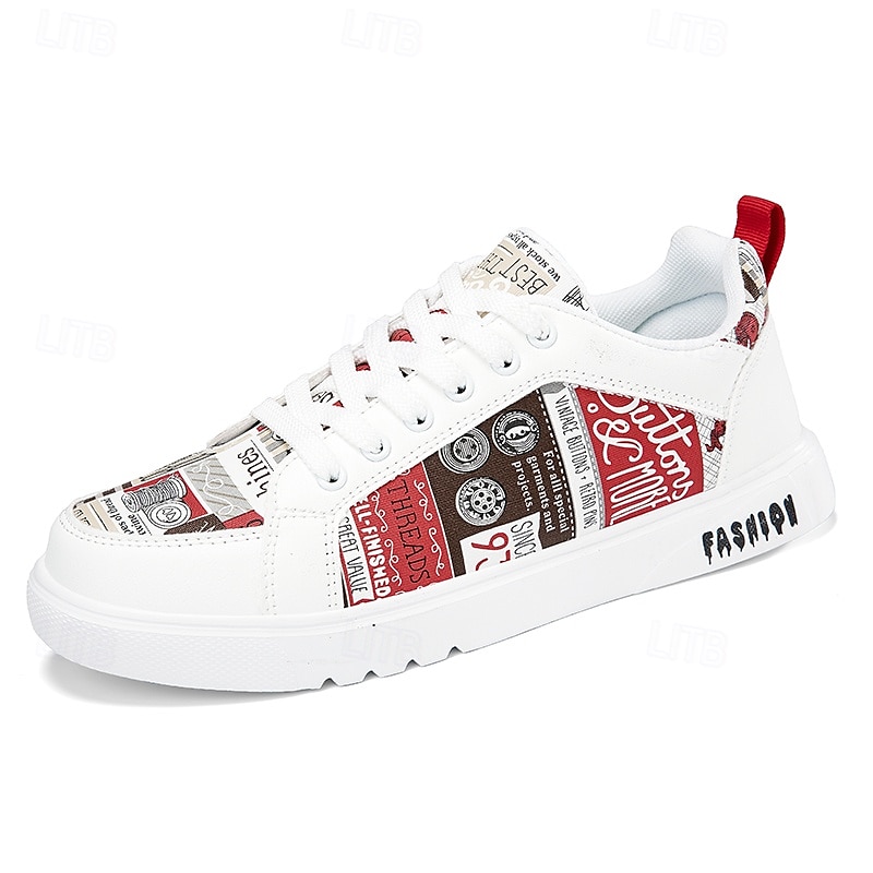 Homme Basket Marche Occasionnel Cuir PU Confortable Antidérapant Respirant À lacets Blanc + Noir Blanc / Jaune Rose / Blanc Été Printemps de 2025 ? $32.99 –P1